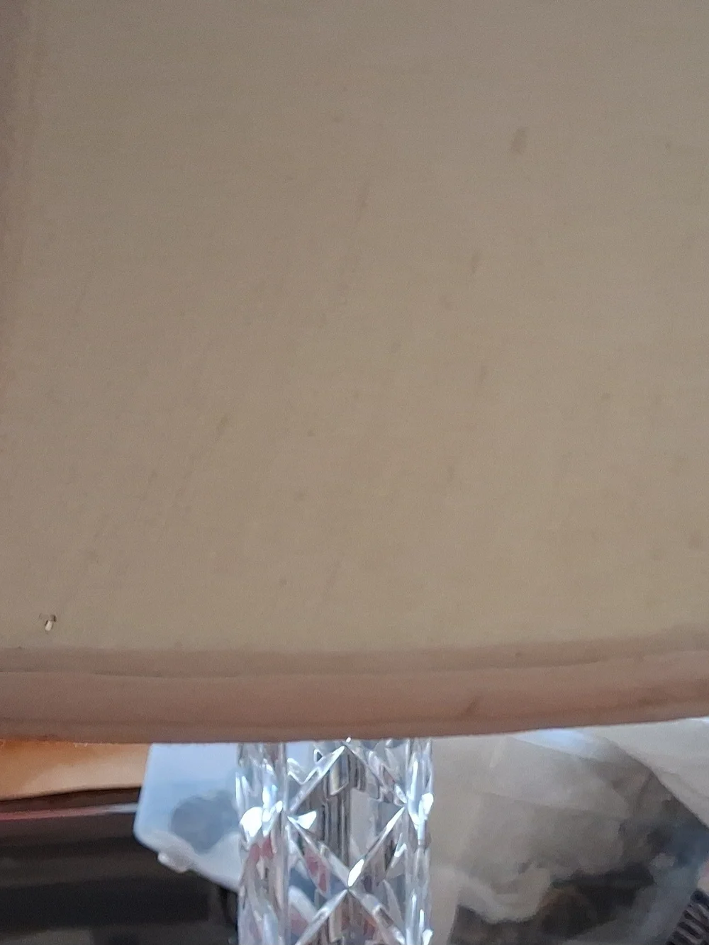 Clear Crystal Table Lamp with White Shade and Brass Base